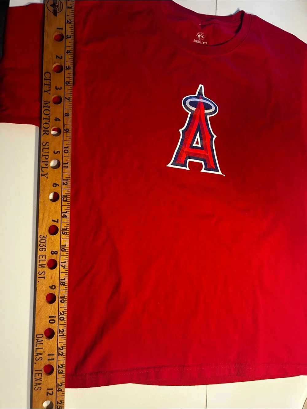 Stitches Red Los Angeles Angels Logo Short Sleeve Tee